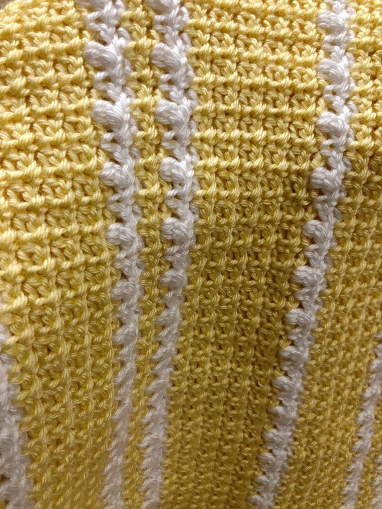 Soft Yellow and White Textured Baby Blanket