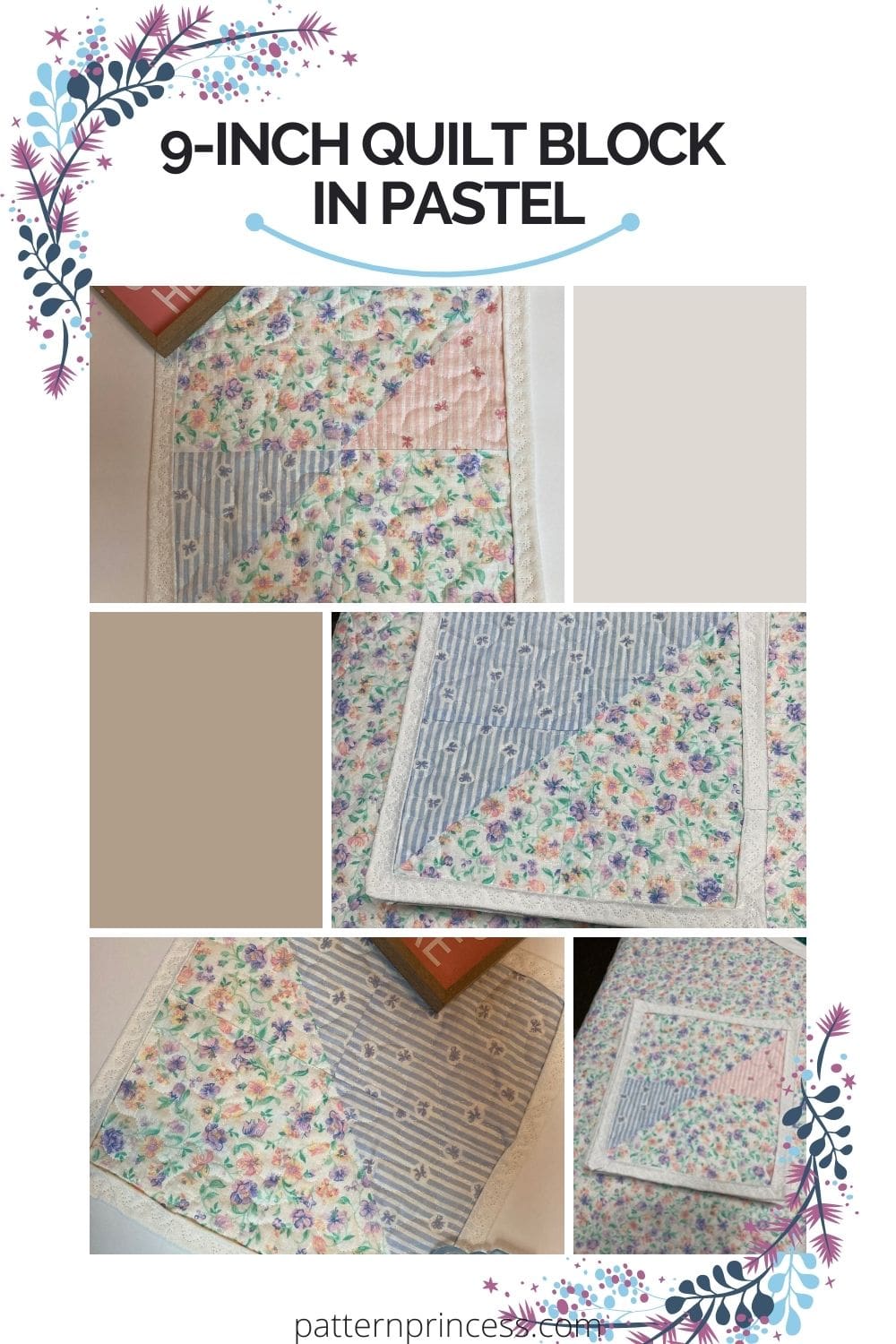 9-Inch Quilt Block in Pastel