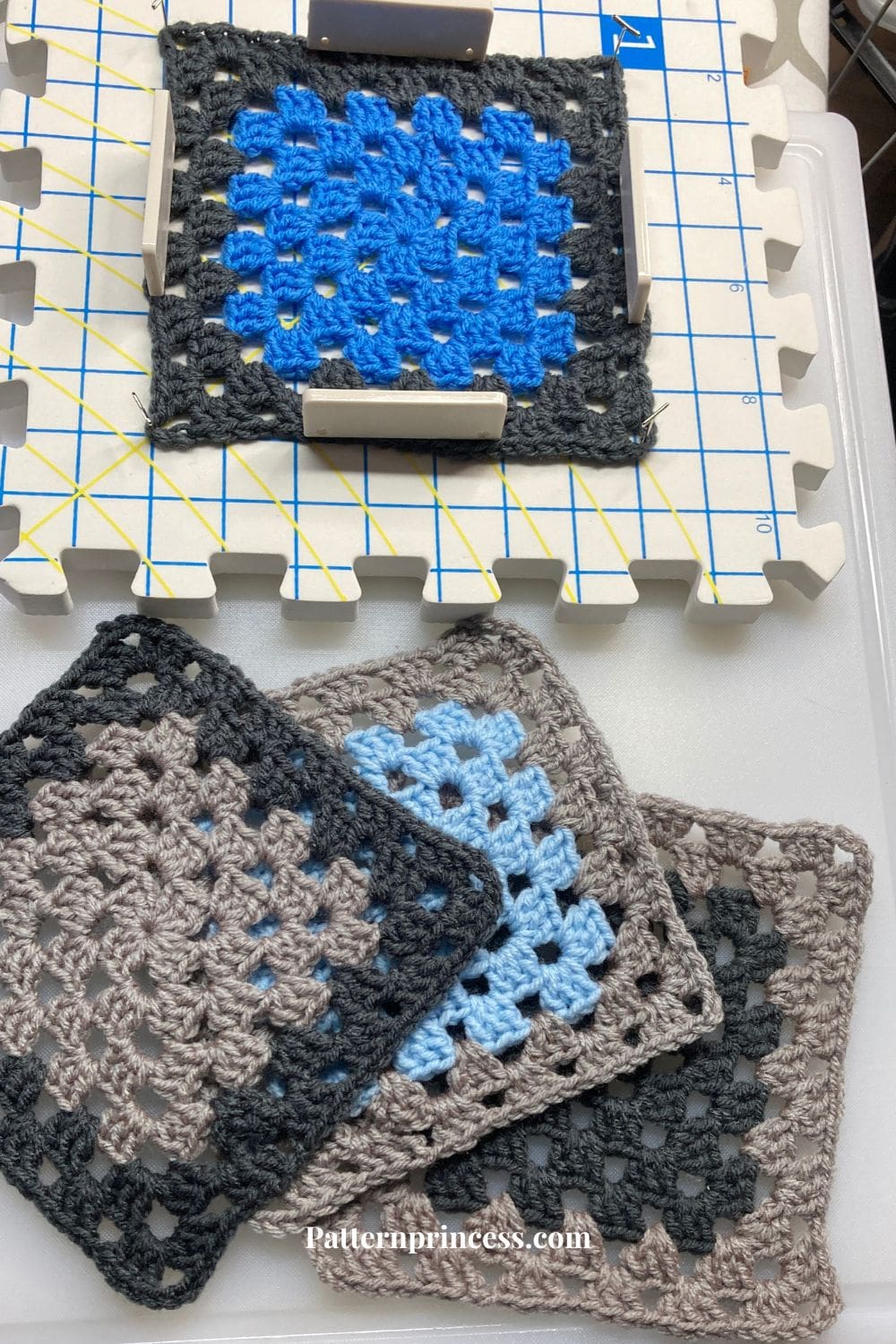 Shaping Crochet Piece with Blocking Board