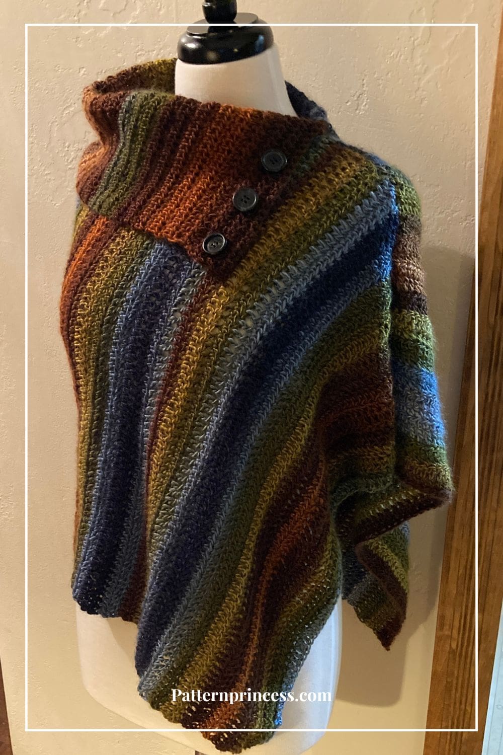 Easy Uptown Comfort Poncho with Collar Unbuttoned