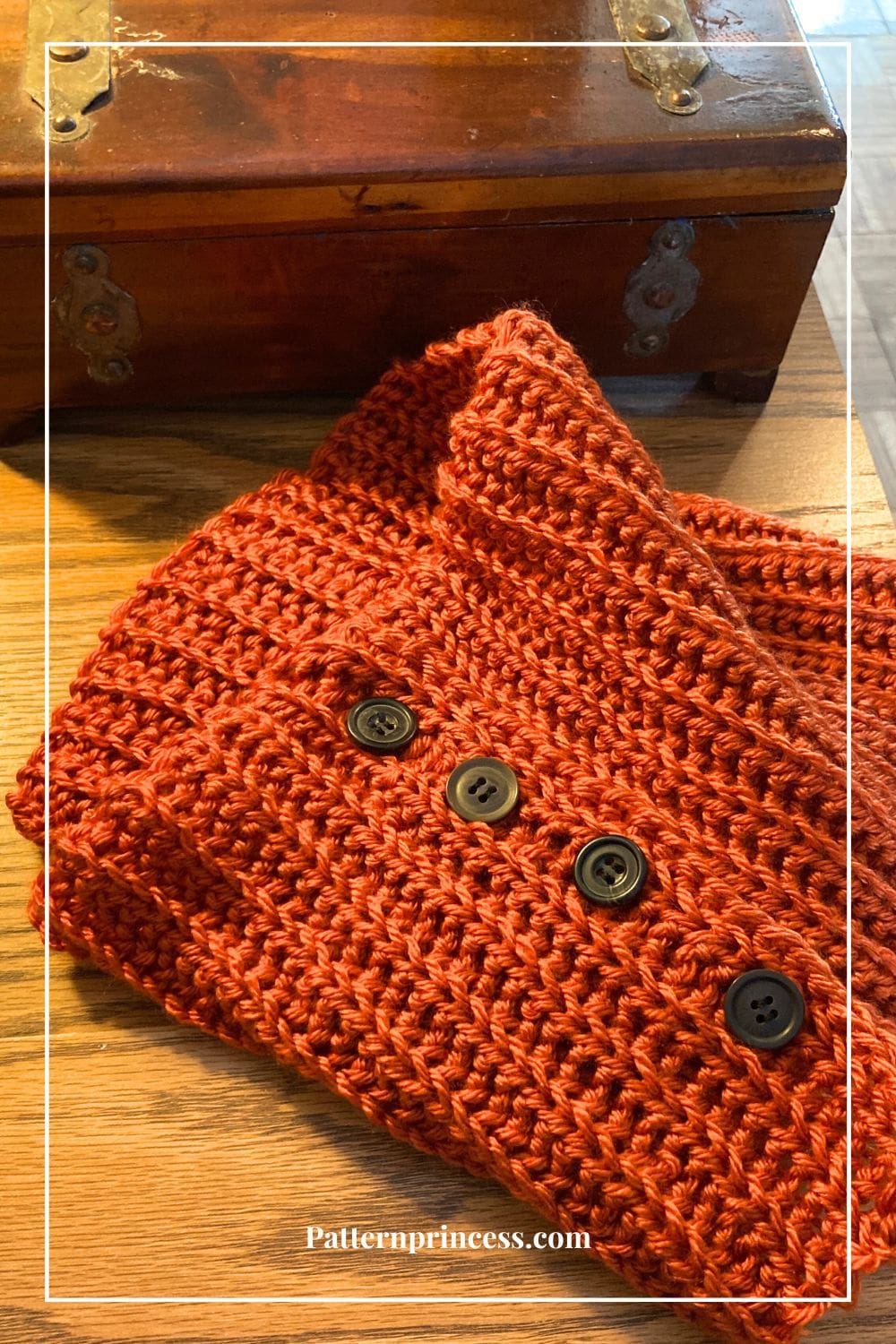 Beautiful Buttoned Cowl Laying Flat