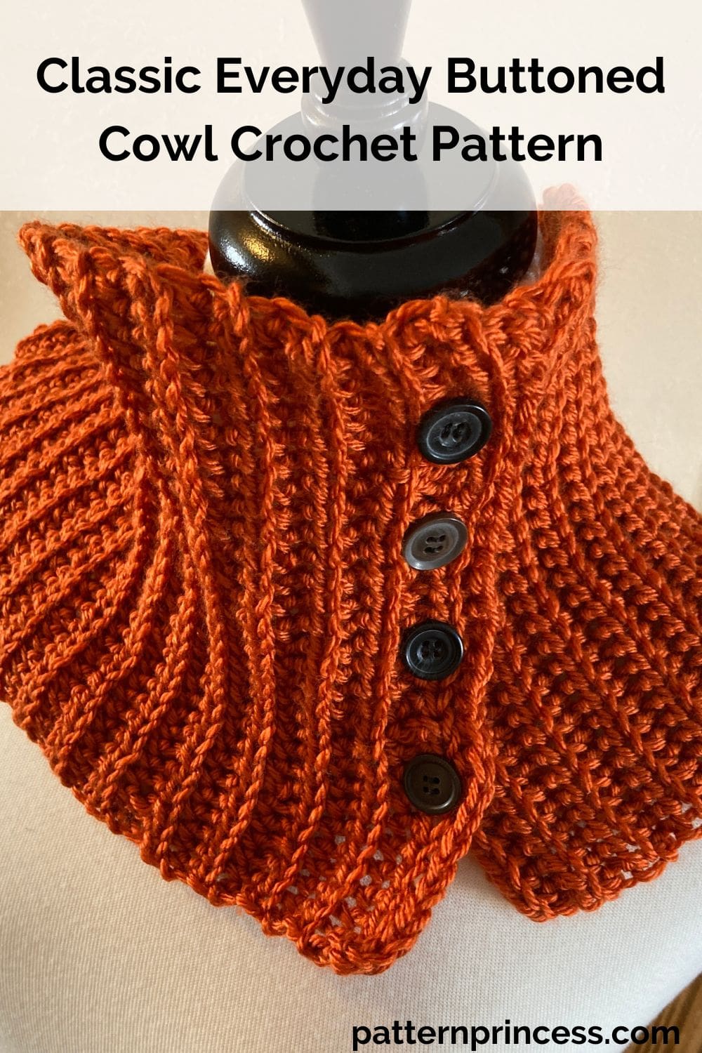 Classic Everyday Buttoned Cowl Crochet Pattern