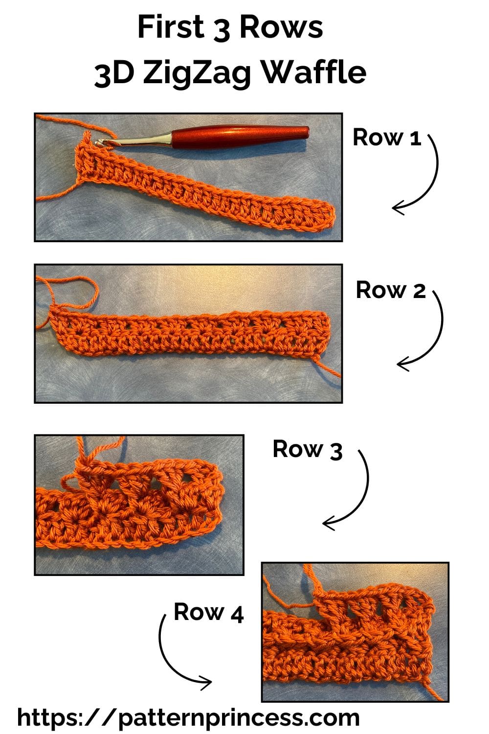 First 3 Rows 3D ZigZag Waffle