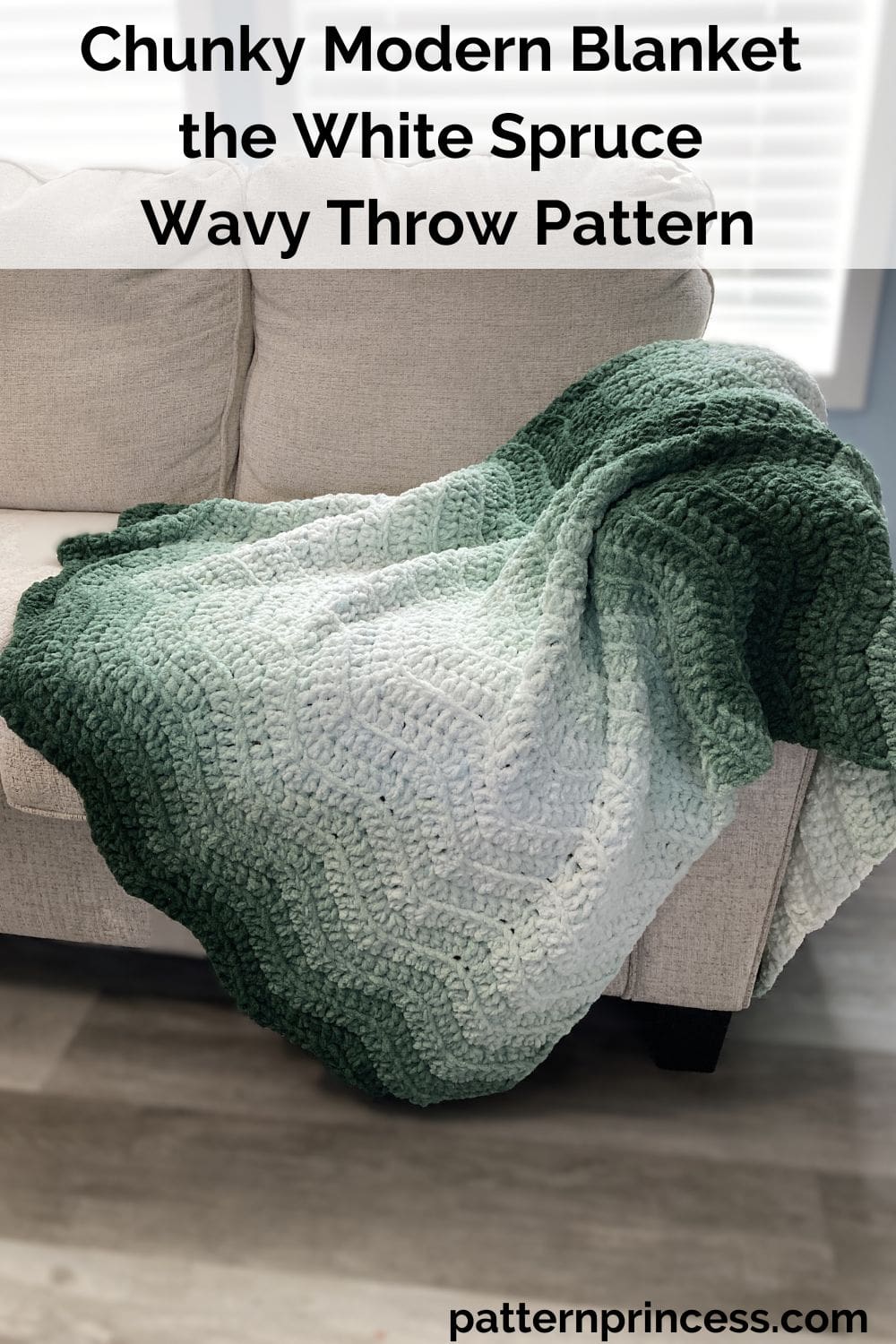 Chunky Modern Blanket the White Spruce Wavy Throw Pattern