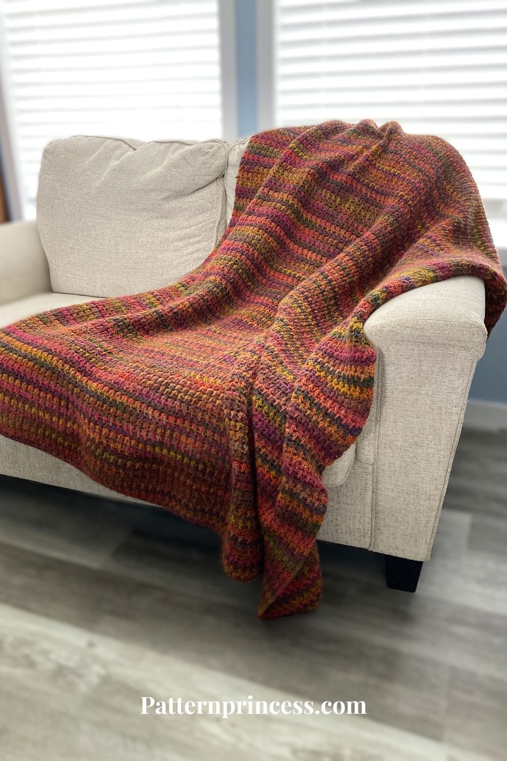 Textured Crochet Blanket using Red Heart Melange Yarn