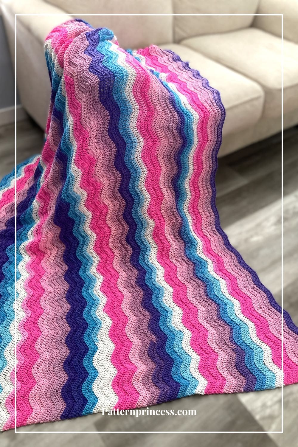 Crochet Ripple Blanket with Stripes