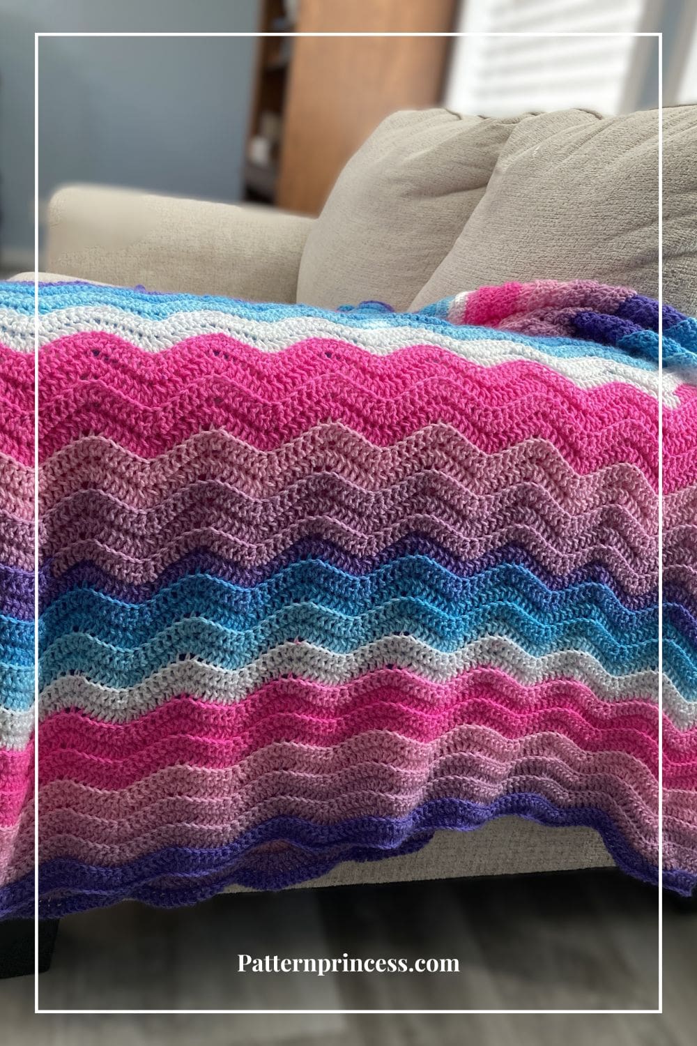 Ribbed Ripple Blanket Draped Over Sofa