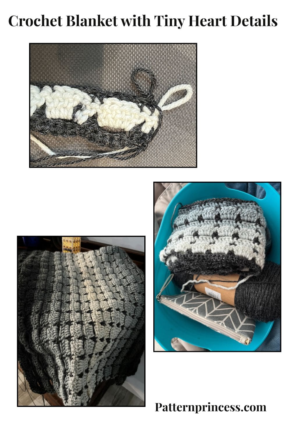 Crochet Blanket with Tiny Heart Details – Midnight Moonlight Pattern
