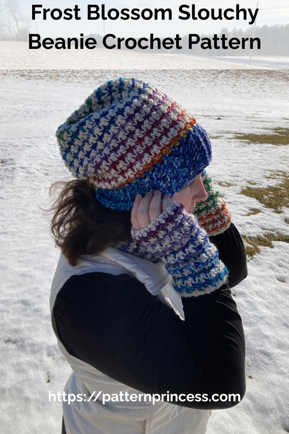 Frost Blossom Slouchy Beanie Crochet Pattern
