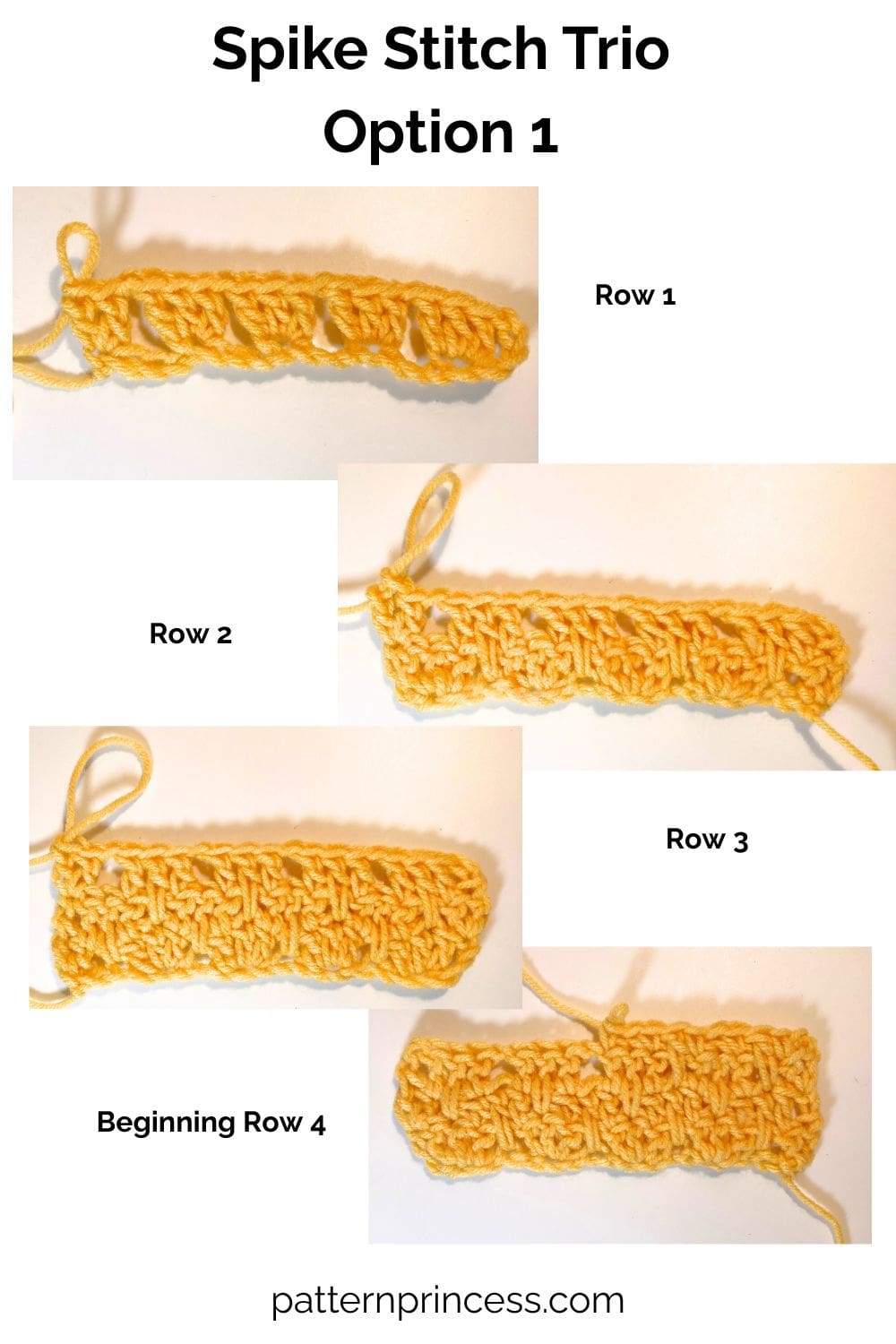Spike Stitch Trio Option 1 Rows 1-3
