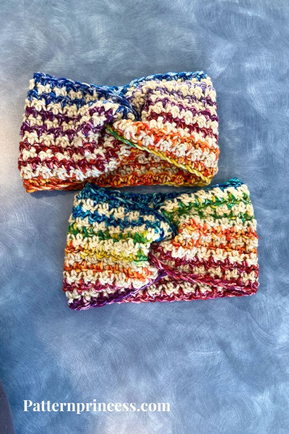 Two Striped Twist Front Ear Warmers