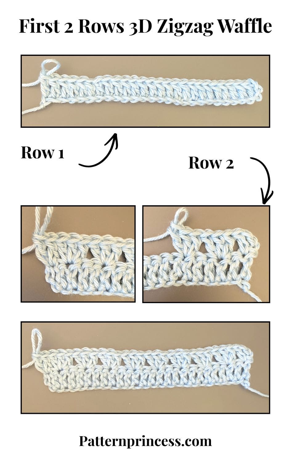 First 2 Rows 3D Zigzag Waffle