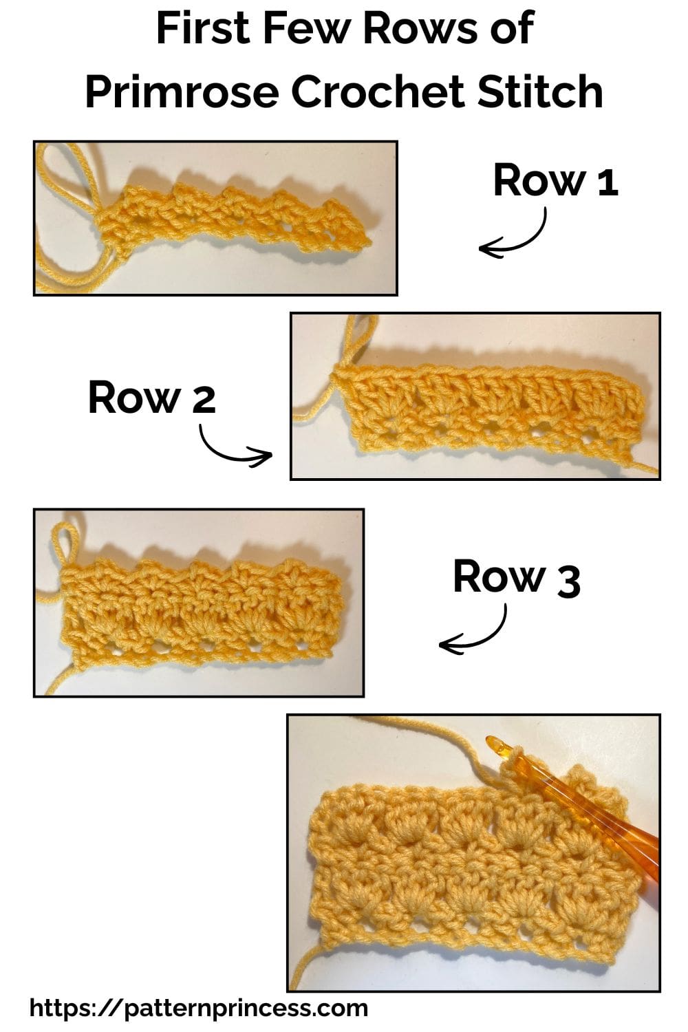 First Few Rows of Primrose Crochet Stitch