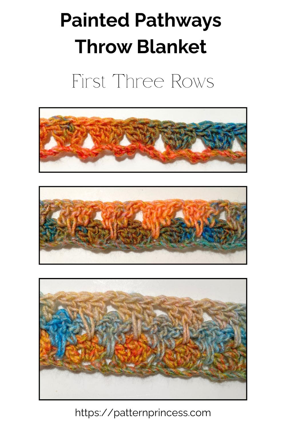 First Three Rows of Painted Pathways Throw Blanket