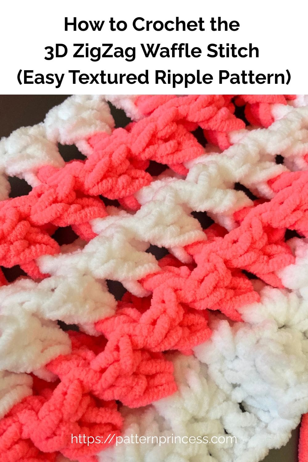 How to Crochet the 3D ZigZag Waffle Stitch (Easy Textured Ripple Pattern)