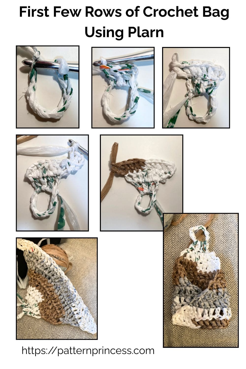 First Few Rows of Crochet Bag Using Plarn