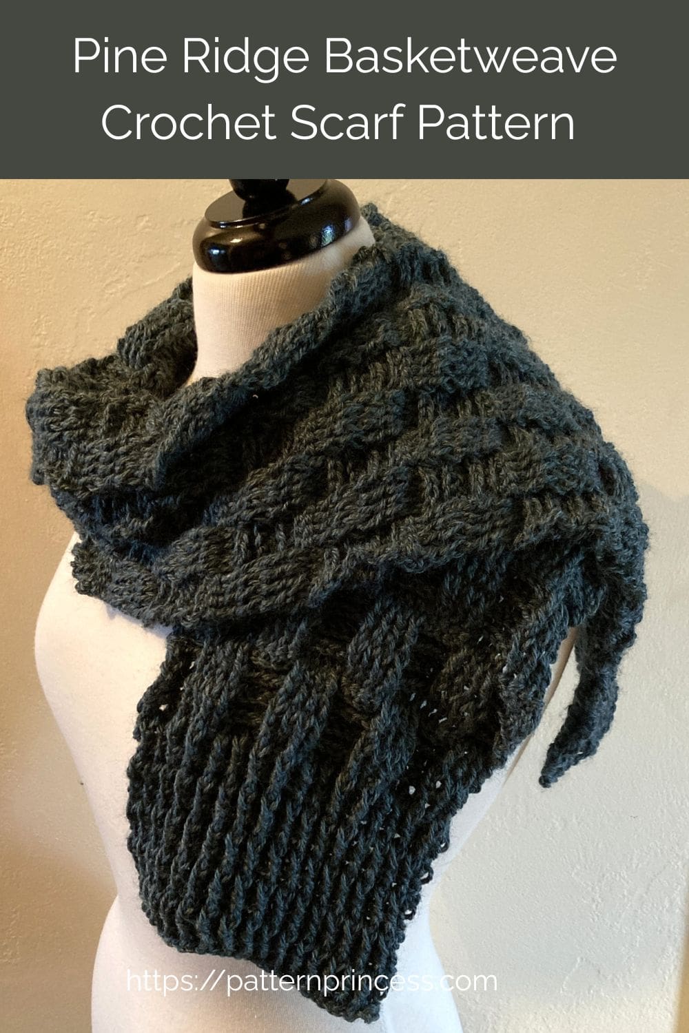 Pine Ridge Basketweave Crochet Scarf Pattern