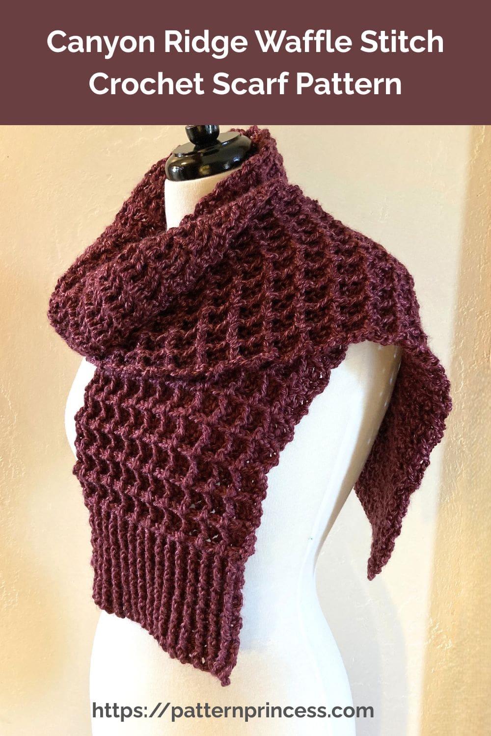 Canyon Ridge Waffle Stitch Crochet Scarf Pattern