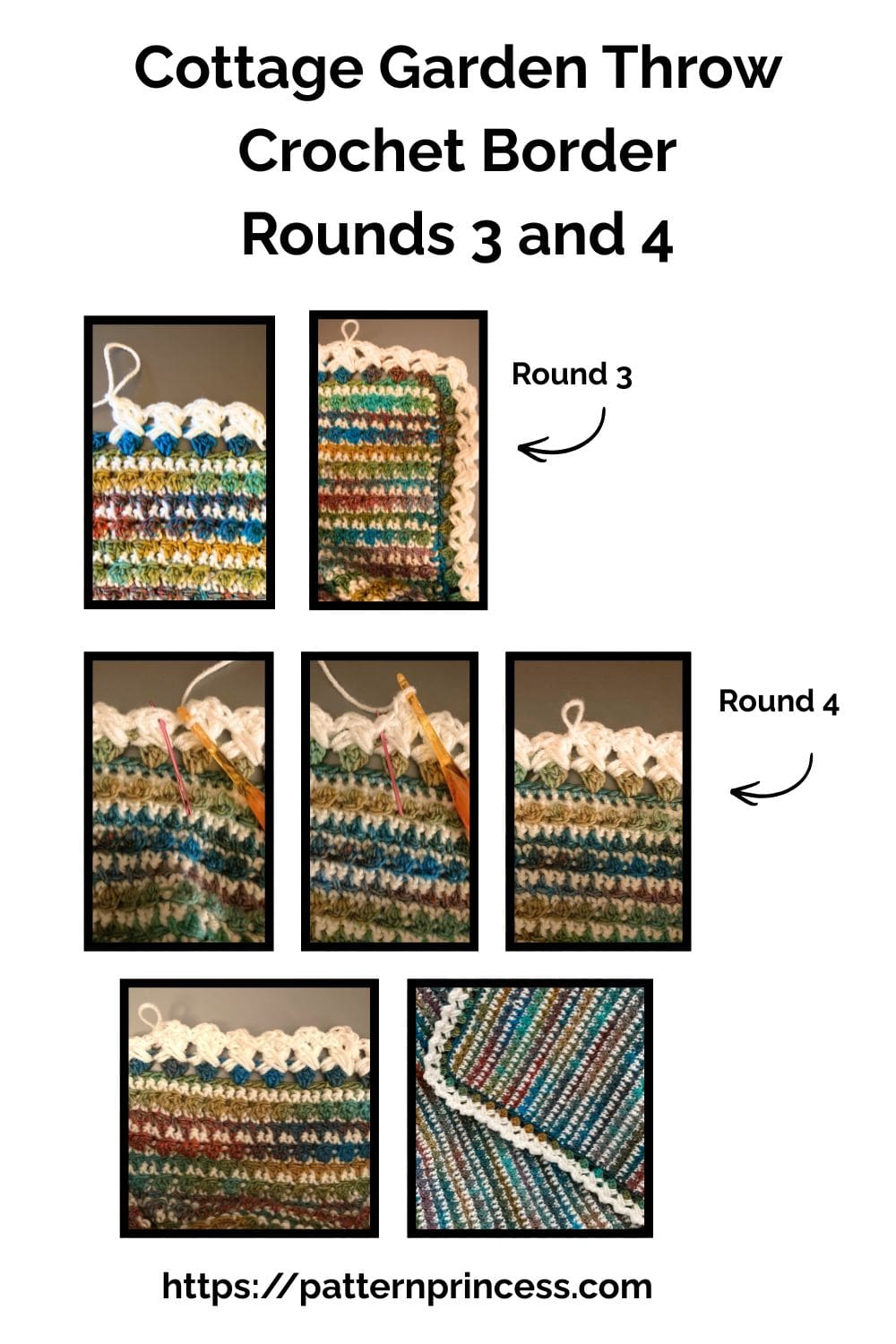Cottage Garden Throw Crochet Border Rounds 3 and 4