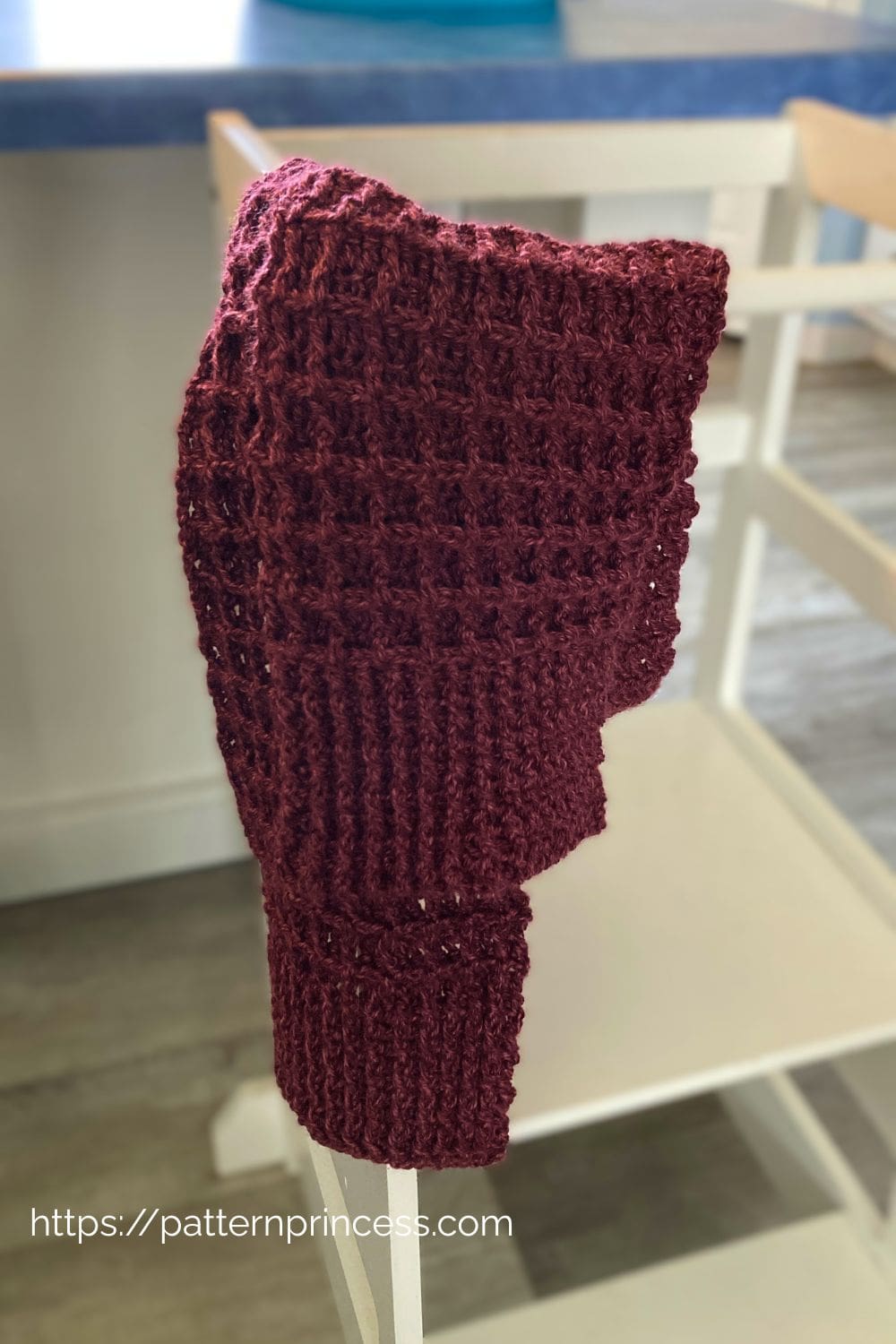 Textured Crochet Scarf using the Waffle Stitch