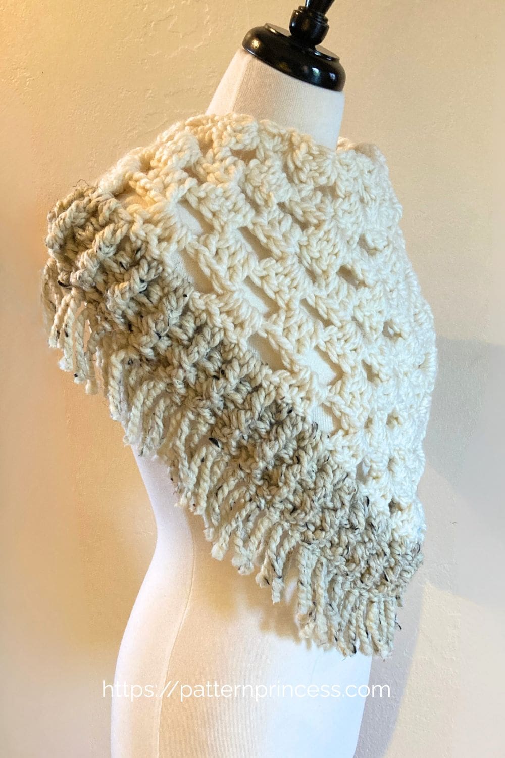 Chunky Snowdrift Poncho with Fringe