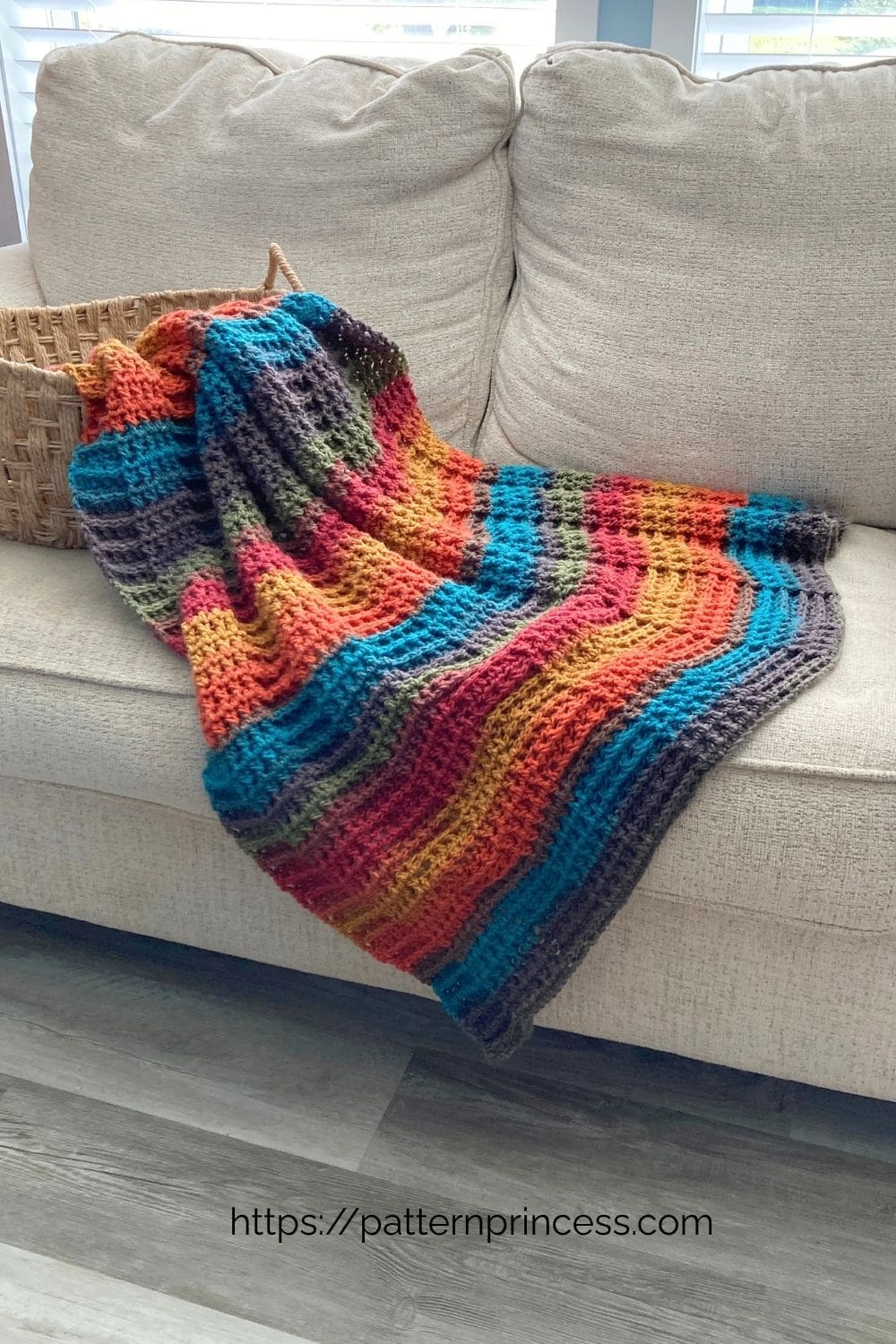 Easy Crochet Blanket on Sofa Second Look