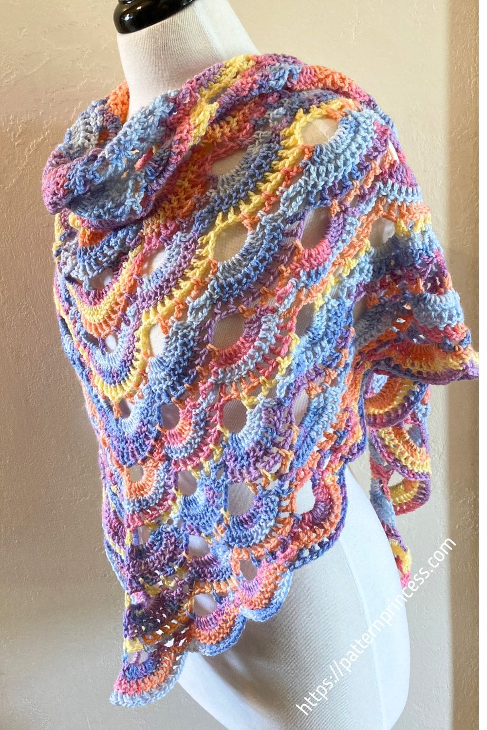 Pastel Virus Shawl Front View